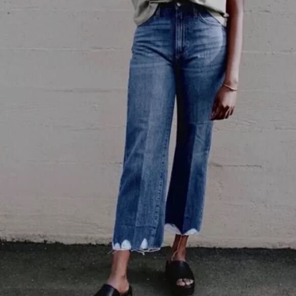 Joe’s Jeans The Blake High Rise Wide Leg Crop Jeans Raw Edge Hem Size 26 - Picture 1 of 10